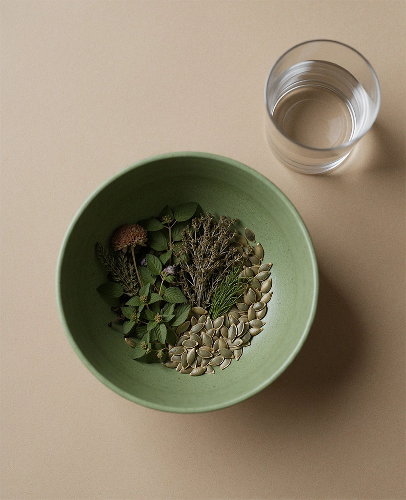 Wildkräuter-Bowl mit Algen